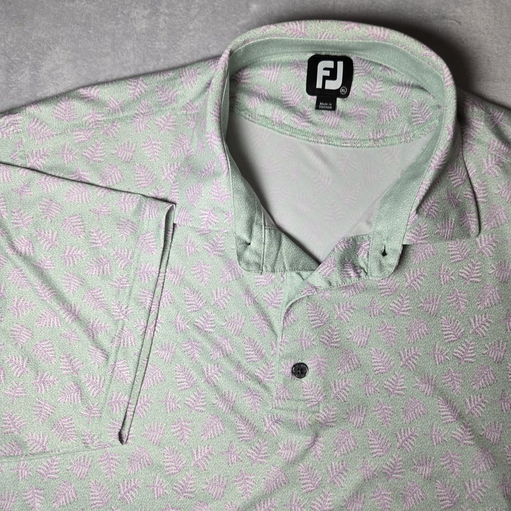 Footjoy Polo Golf Shirt Mens XL Shadow Palm Print Performance Casual Stretch